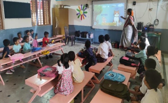 PRE-PRIMARY (LKG) CLASS ROOM - TEACHING BY USING SMART BOARD
